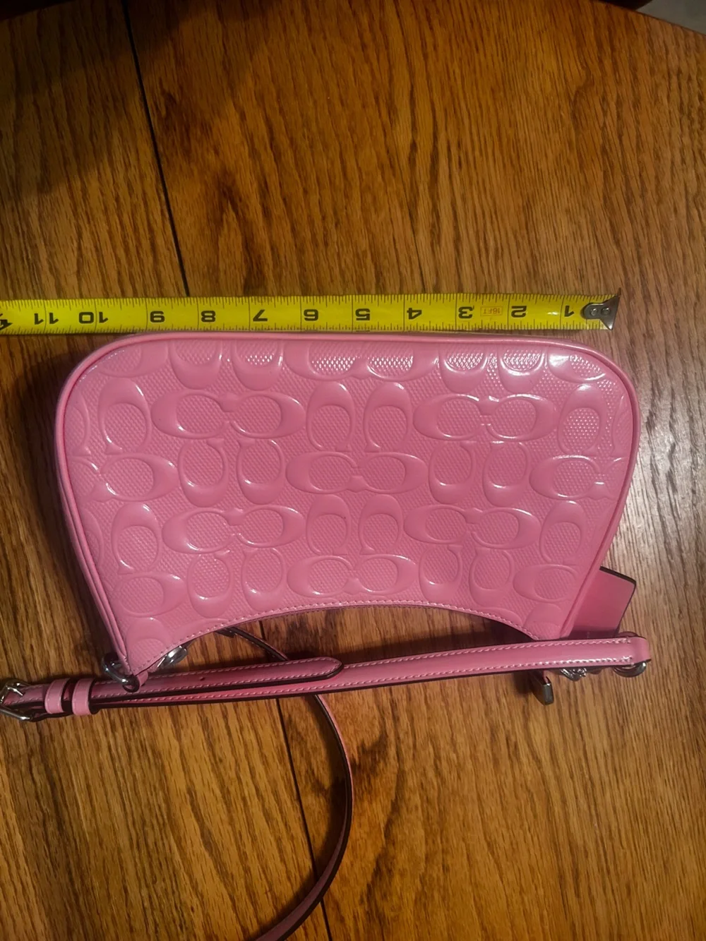 COACH Pink Patent Shoulder Bag with Embossed Logo